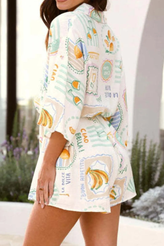 Printed 3/4 Sleeve Romper - Roe Creation