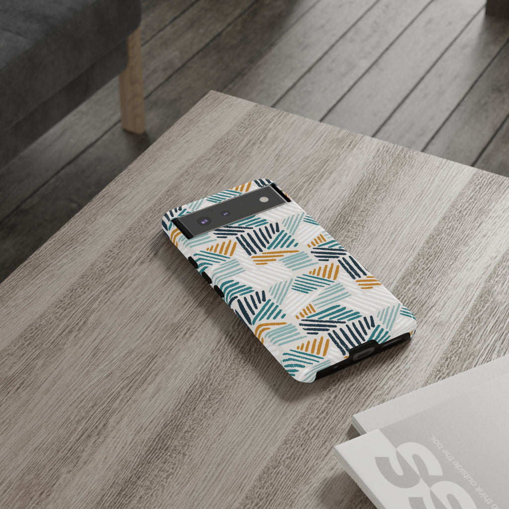 Stylish Tough Phone Case with Geometric Design - Roe Creation