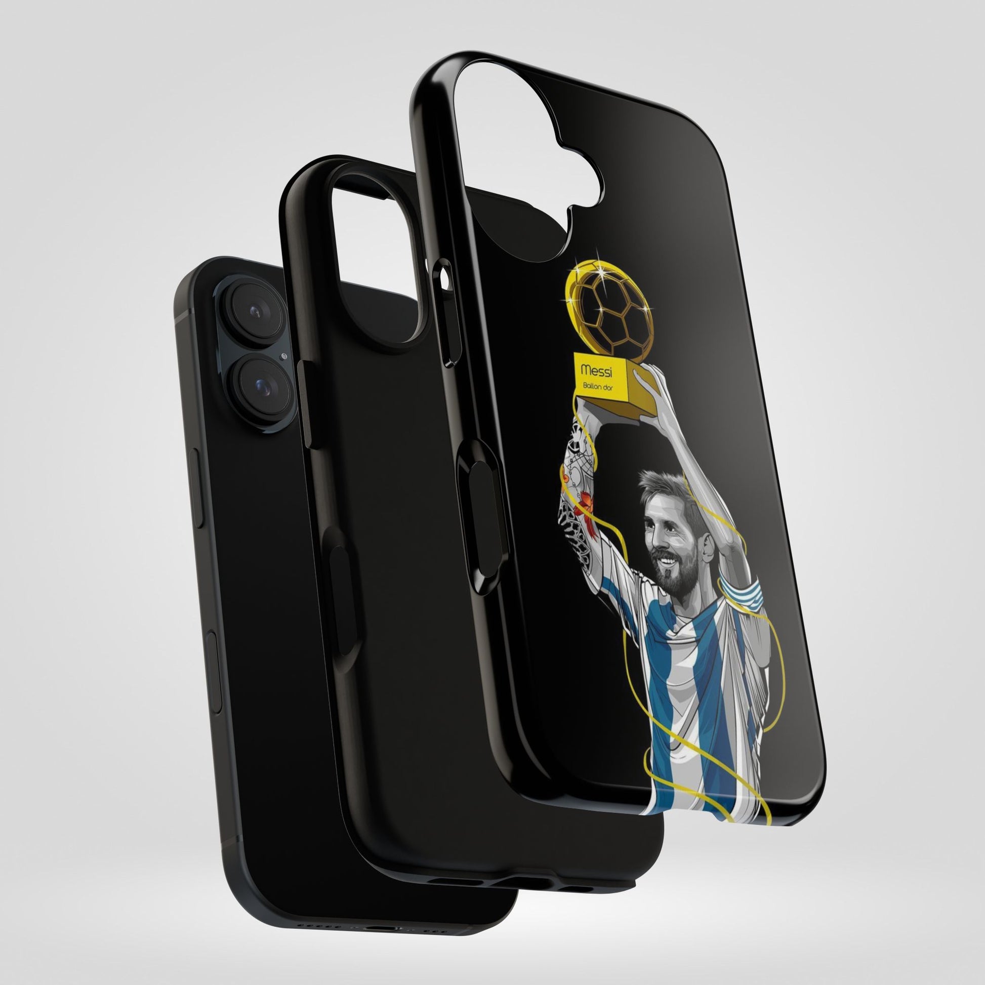 Messi Ballon Dor Black Phone Case - Tough Cases for Soccer Fans - Roe Creation