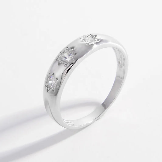 925 Sterling Silver Inlaid Zircon Ring - Roe Creation