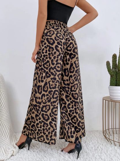 Printed Elastic Waist Wide Leg Pants - Roe Creation
