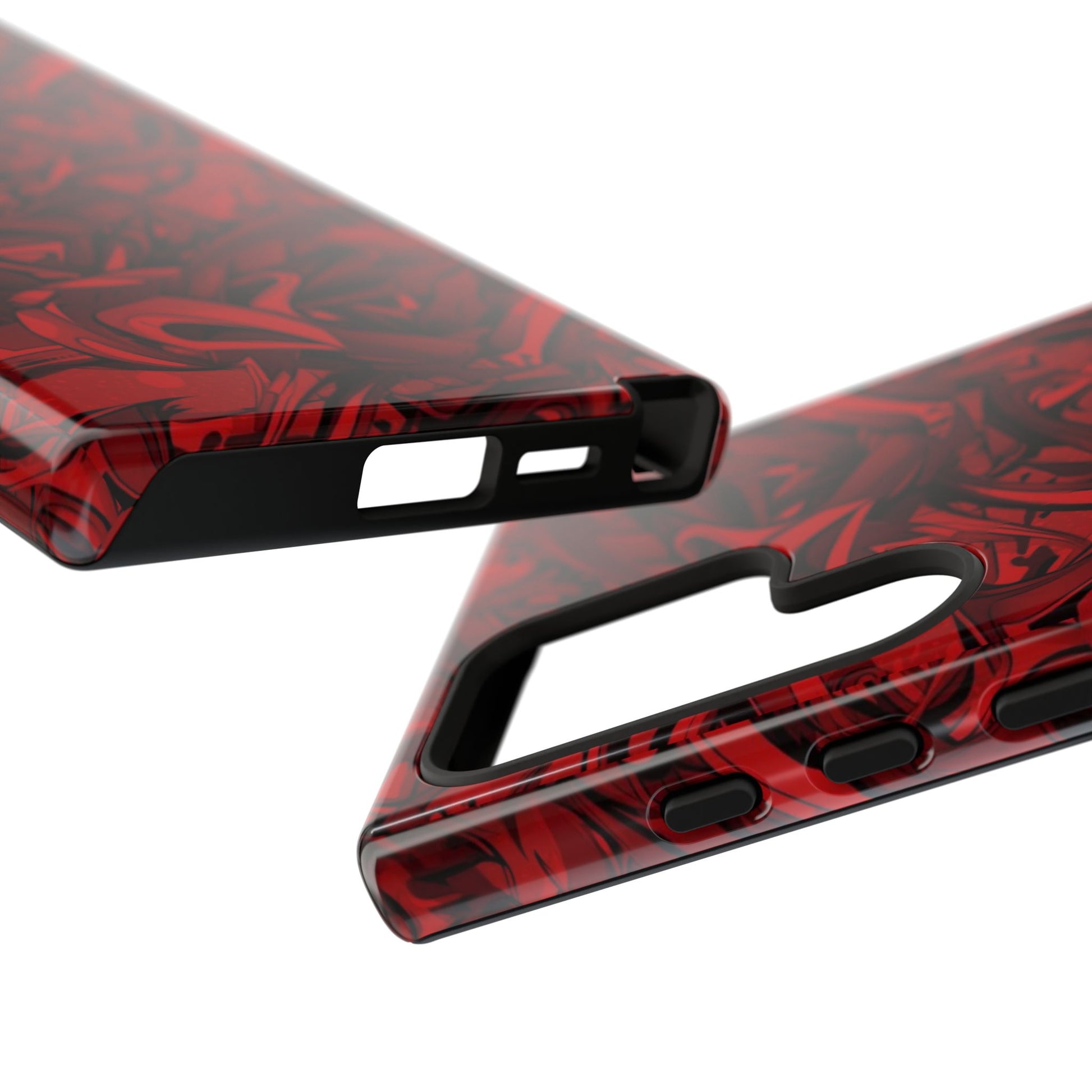 Abstract Pattern Red Black Tough Phone Cases: Bold Red Artistic Phone Case for Trendsetters - Roe Creation