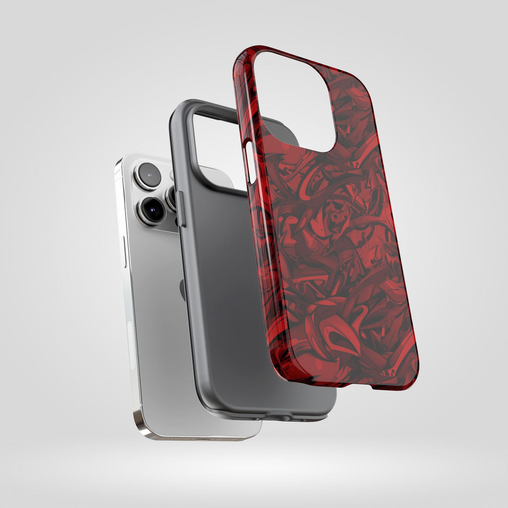 Abstract Pattern Red Black Tough Phone Cases: Bold Red Artistic Phone Case for Trendsetters - Roe Creation