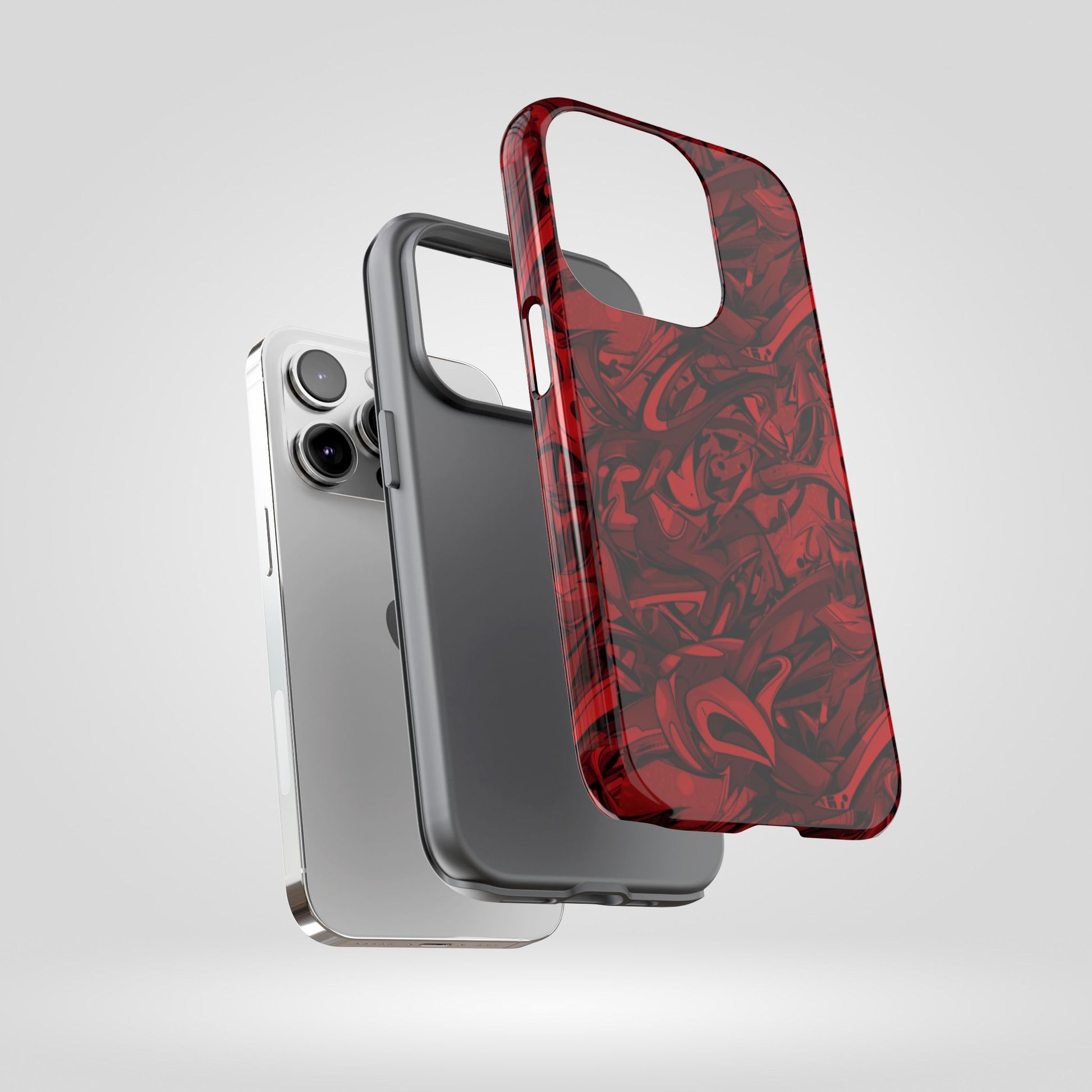 Abstract Pattern Red Black Tough Phone Cases: Bold Red Artistic Phone Case for Trendsetters - Roe Creation