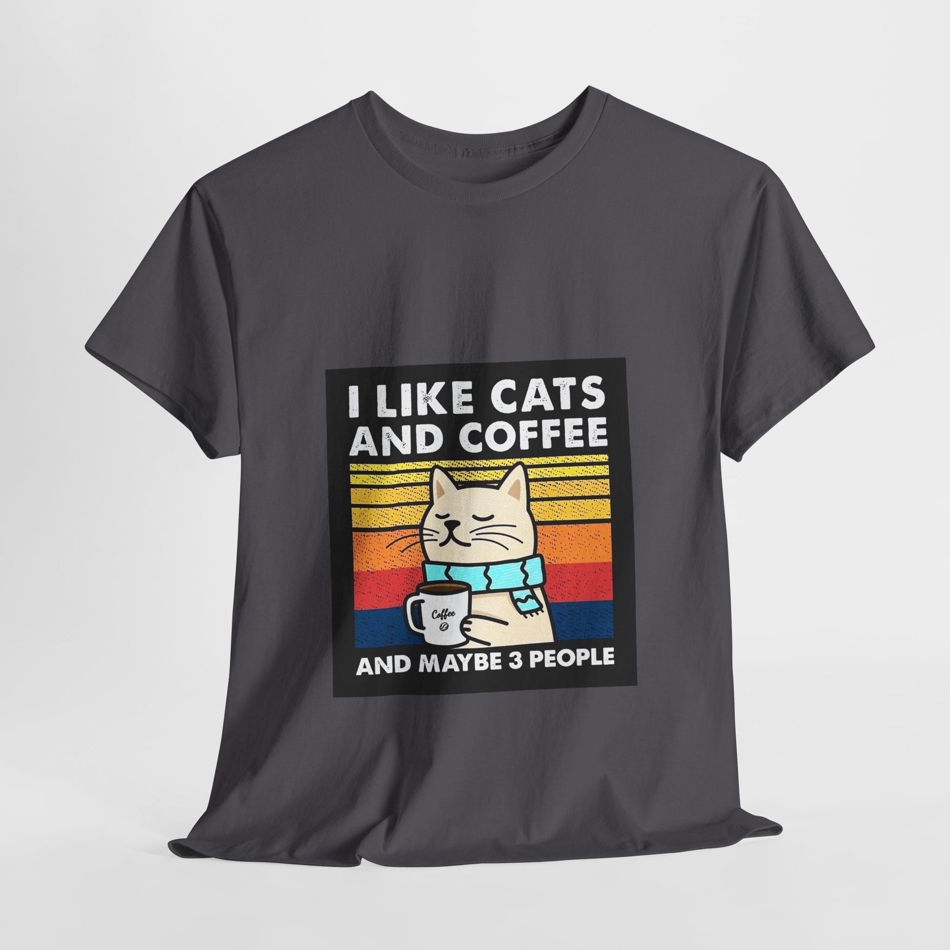 "I Like Cats and Coffee and Maybe 3 People" Unisex Heavy Cotton Tee - Roe Creation