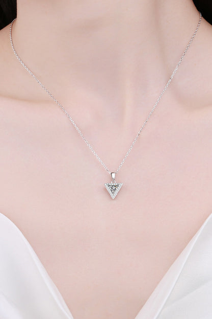 925 Sterling Silver Triangle Moissanite Pendant Necklace - Roe Creation