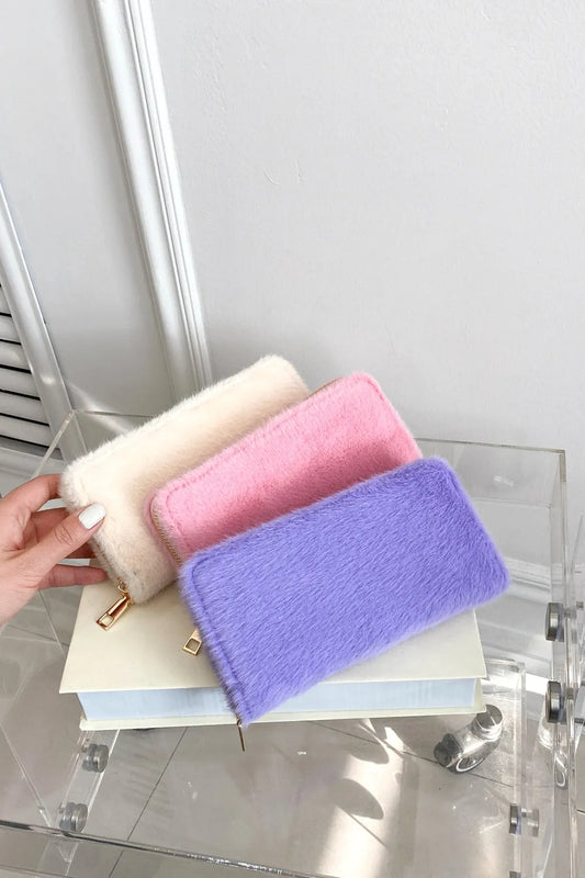 Solid Color Fluff Rectangle Wallet - Roe Creation
