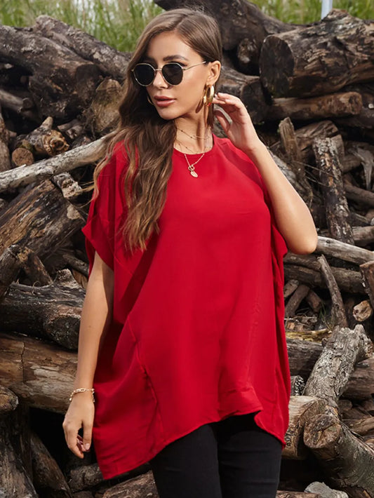 Perfee Round Neck Short Sleeve T-Shirt - Roe Creation