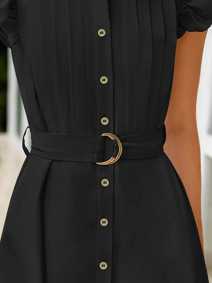 Ruffled Button-Front Midi Dress - Roe Creation