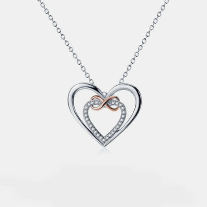 Heart Shape Inlaid Zircon 925 Sterling Silver Necklace - Roe Creation