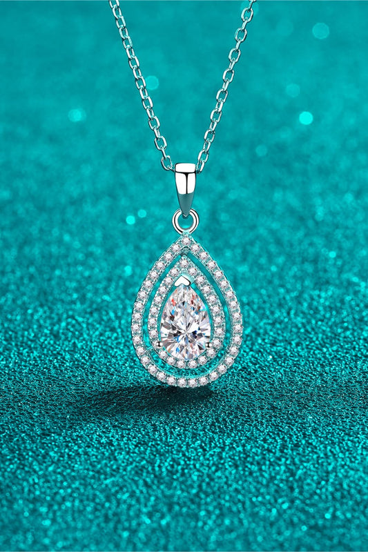 1 Carat Moissanite Teardrop Pendant Necklace - Roe Creation