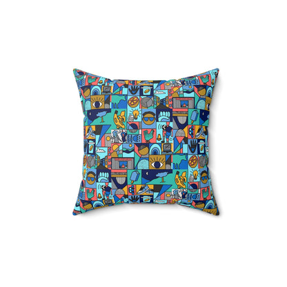 Vibrant Art Pattern Square Pillow - Modern Decor for Living Room & Bedroom