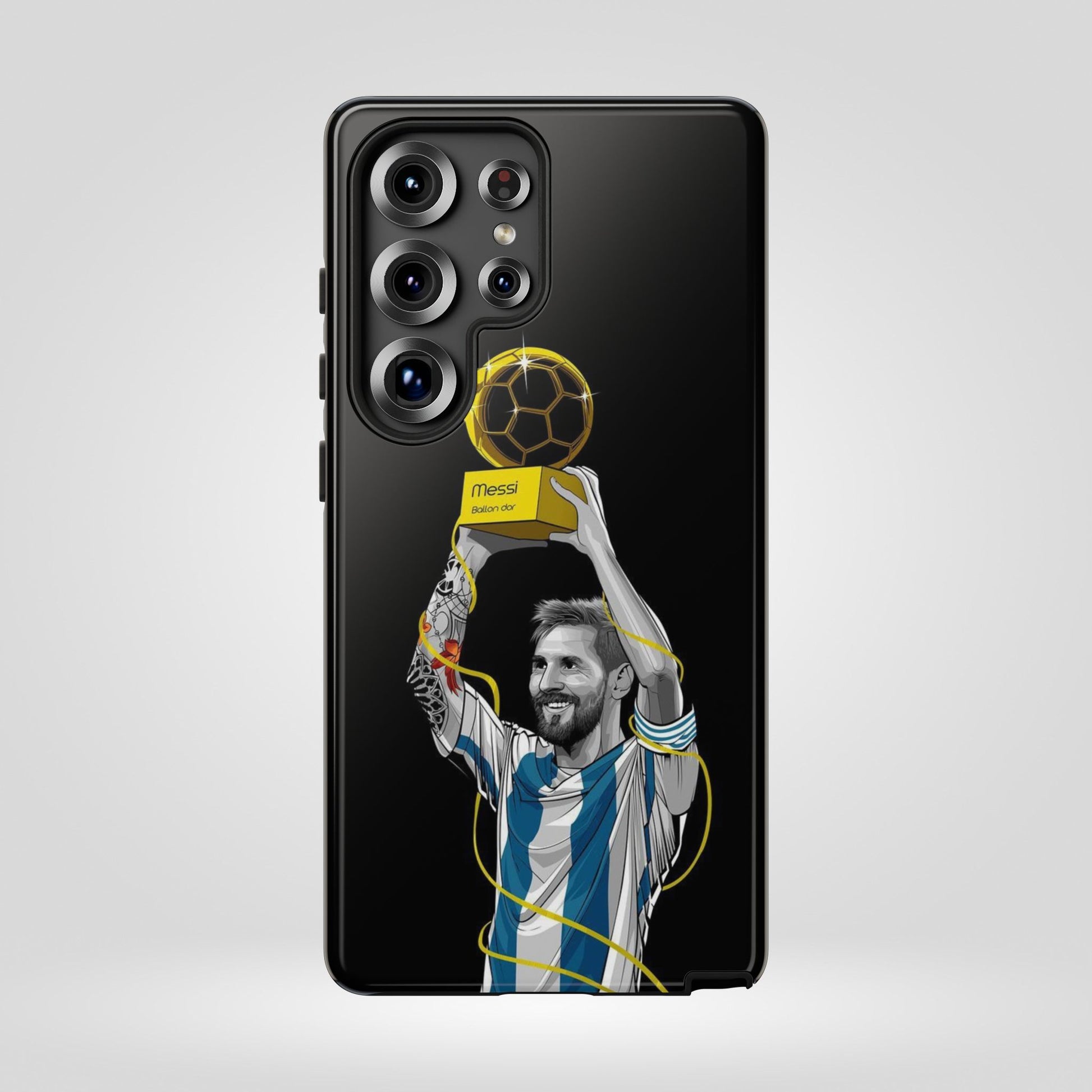 Messi Ballon Dor Black Phone Case - Tough Cases for Soccer Fans - Roe Creation