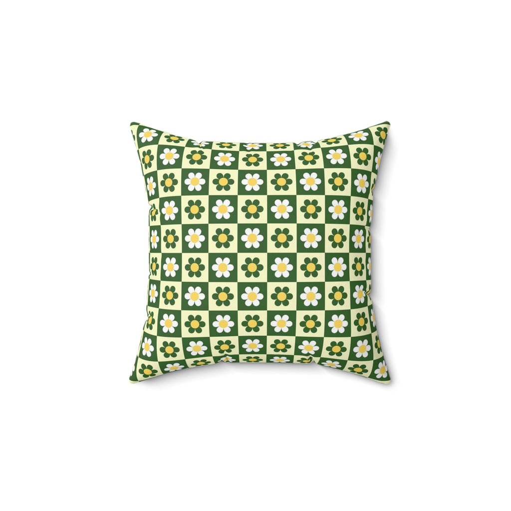 Retro Floral Square Pillow - Cozy Home Decor, Throw Cushion, Spring Decor, Housewarming Gift, Garden Party Decor, Boho Style Accent - Roe Creation