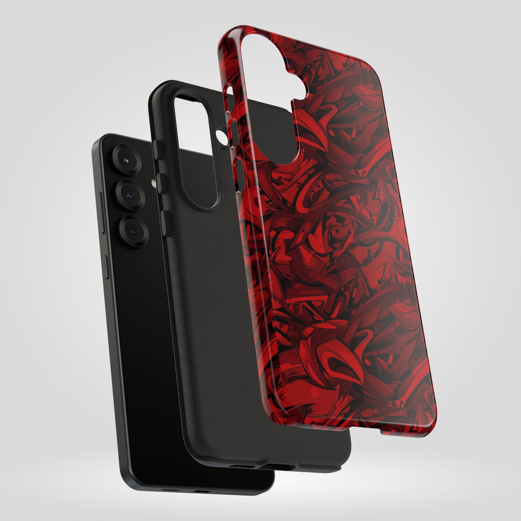 Abstract Pattern Red Black Tough Phone Cases: Bold Red Artistic Phone Case for Trendsetters - Roe Creation