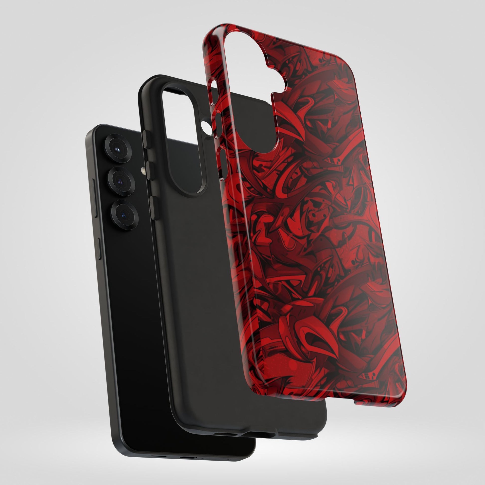 Abstract Pattern Red Black Tough Phone Cases: Bold Red Artistic Phone Case for Trendsetters - Roe Creation