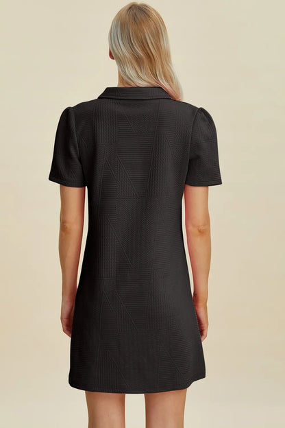 Double Take Full Size Texture Short Sleeve Dress - Roe Creation