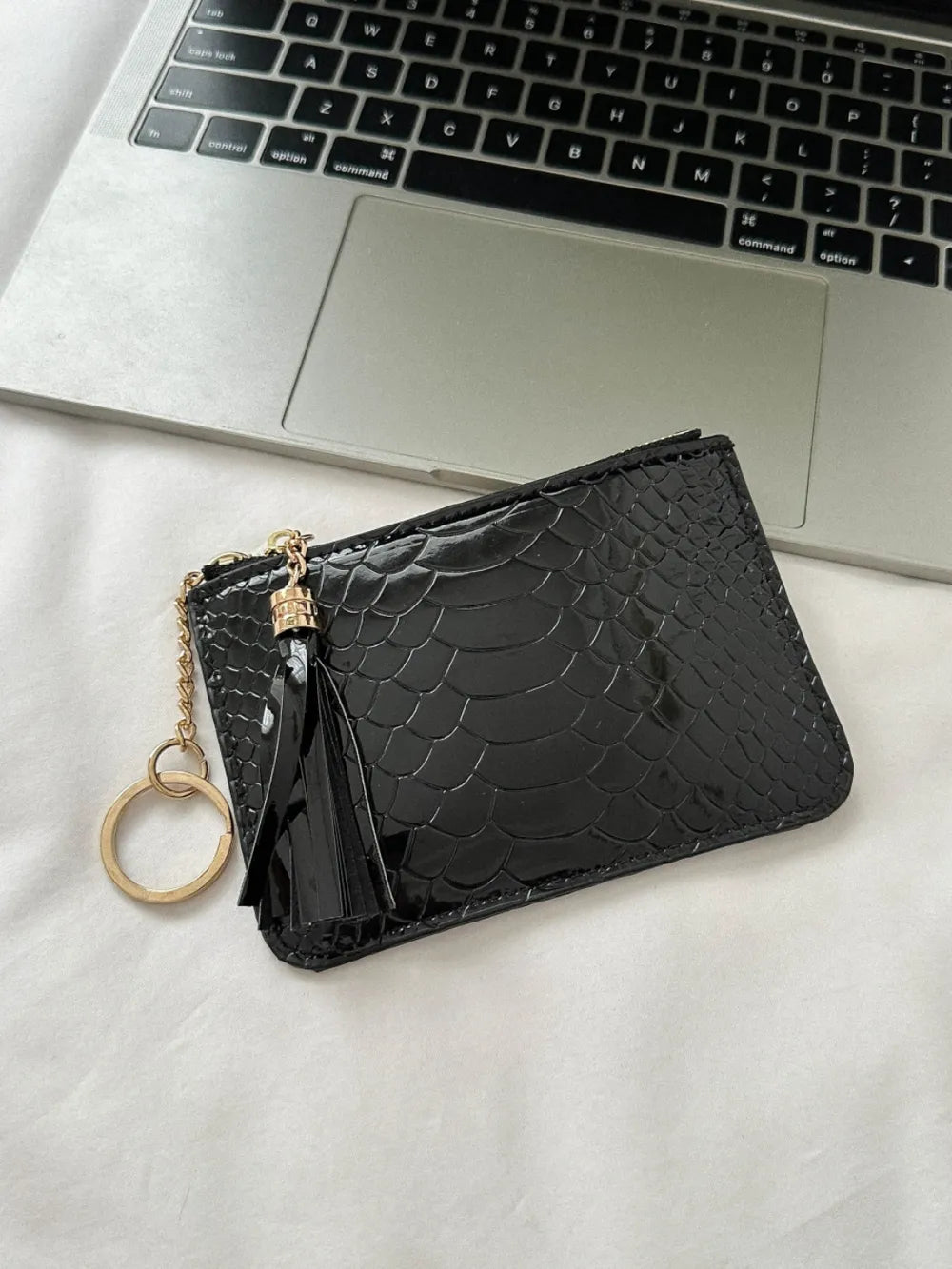 PU Leather Tassel Trim Card Case - Roe Creation