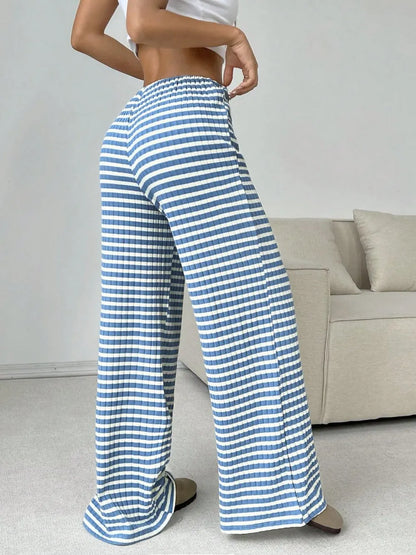 Tied Striped Wide Leg Pants - Roe Creation