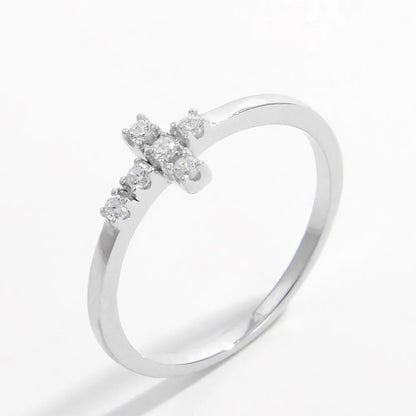 925 Sterling Silver Zircon Cross Ring - Roe Creation
