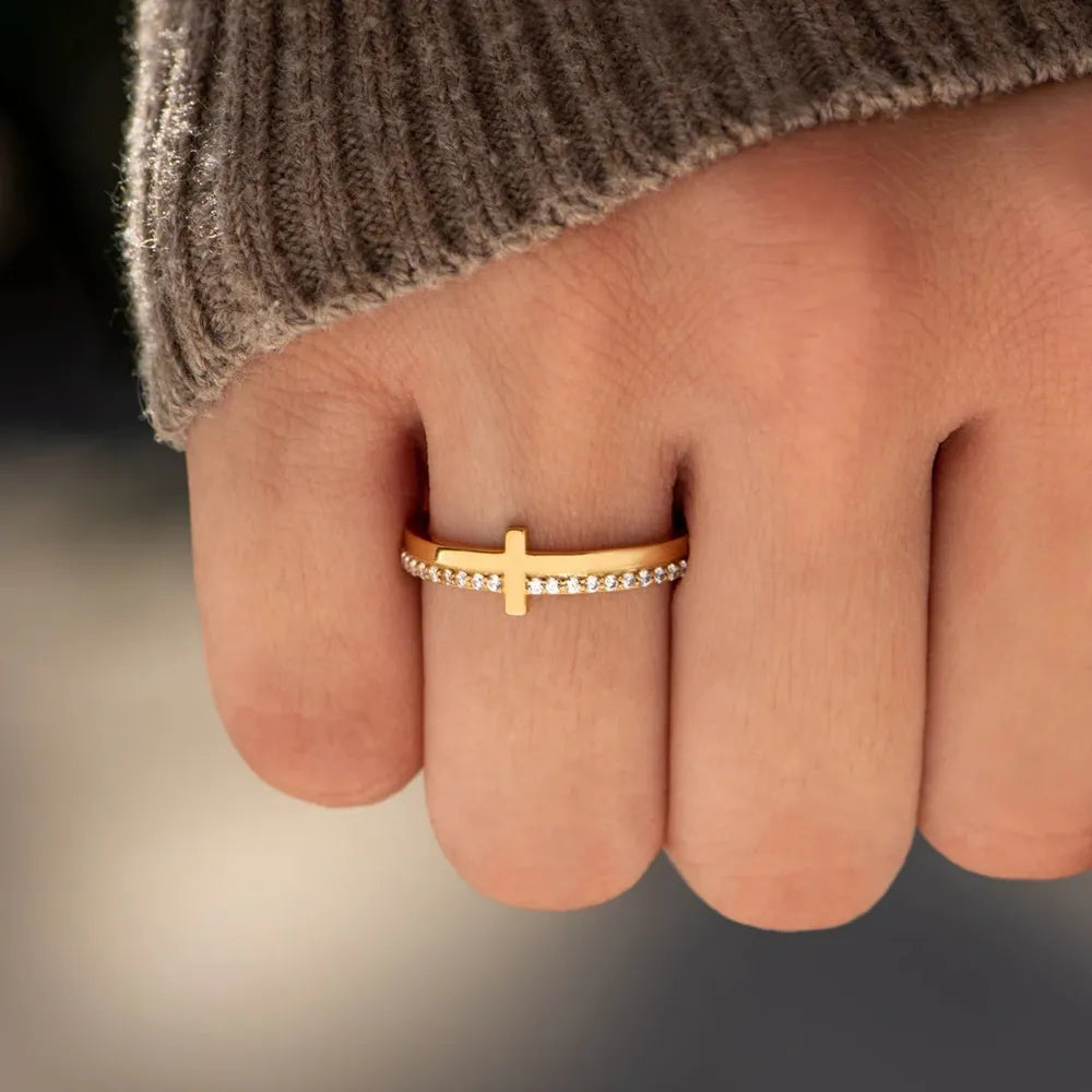 925 Sterling Silver Cross Ring - Roe Creation