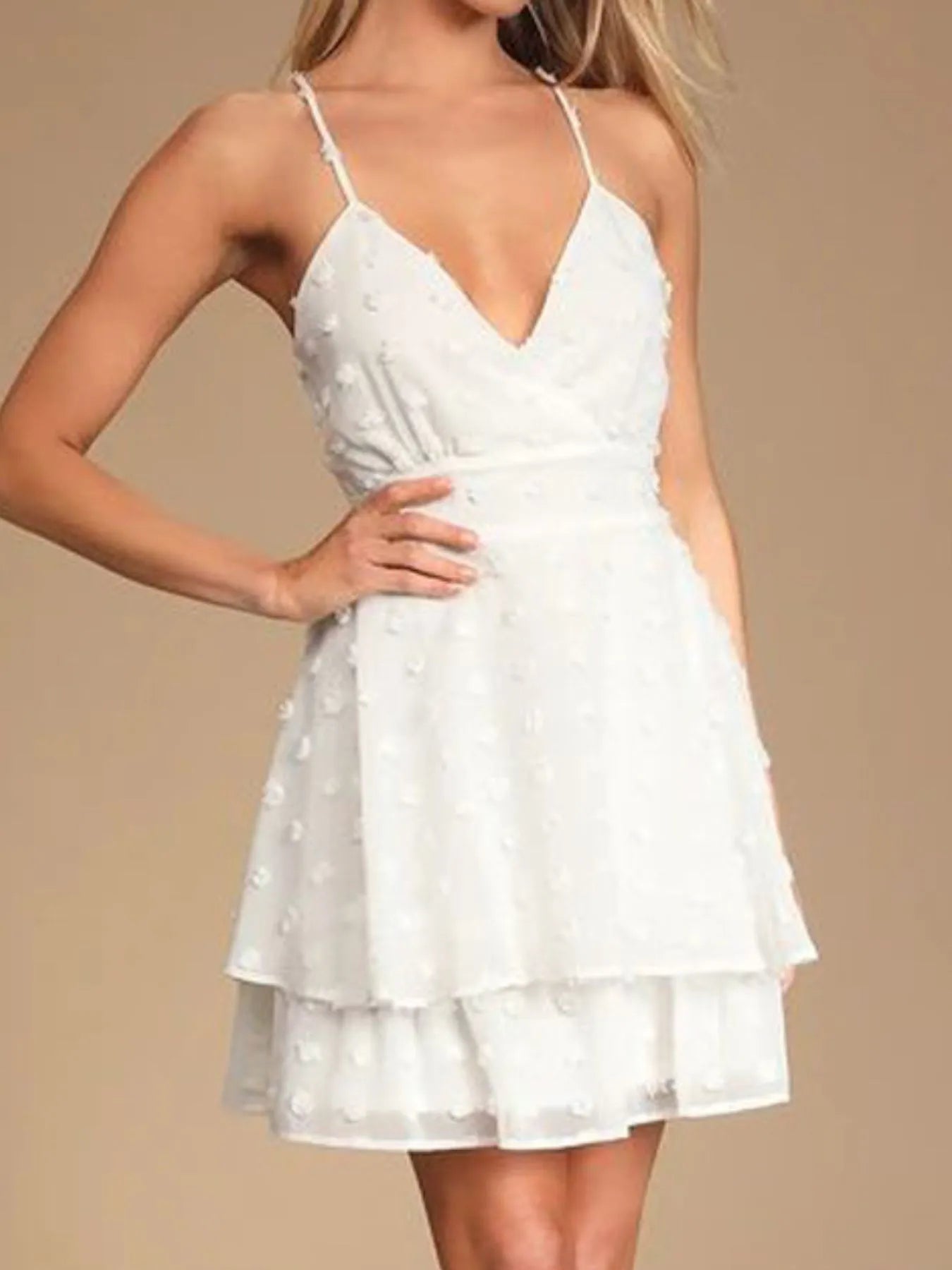 Swiss Dot V-Neck Cami Dress - Roe Creation