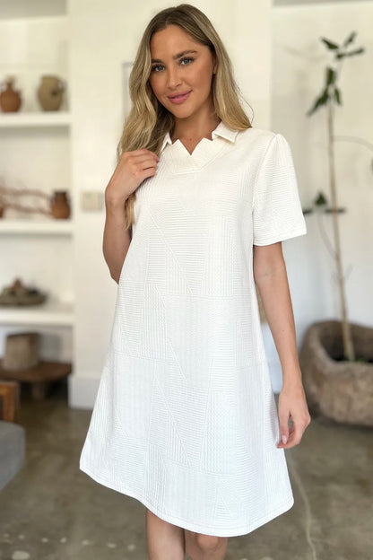 Double Take Full Size Texture Short Sleeve Dress - Roe Creation