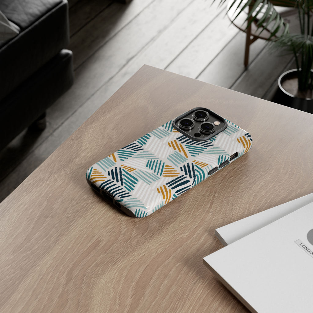 Stylish Tough Phone Case with Geometric Design - Roe Creation