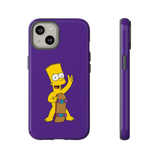 Fun Bart Simpson Skateboard Phone Case - Tough and Stylish.