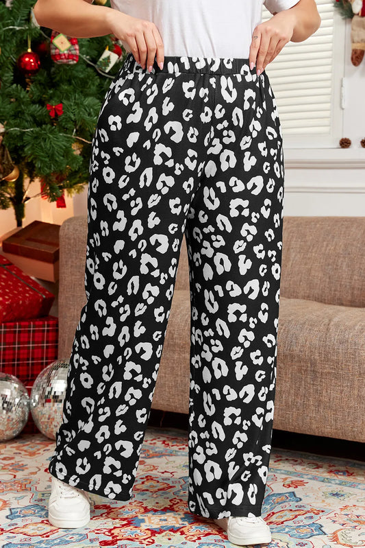 Plus Size Leopard Elastic Waist Pants - Roe Creation