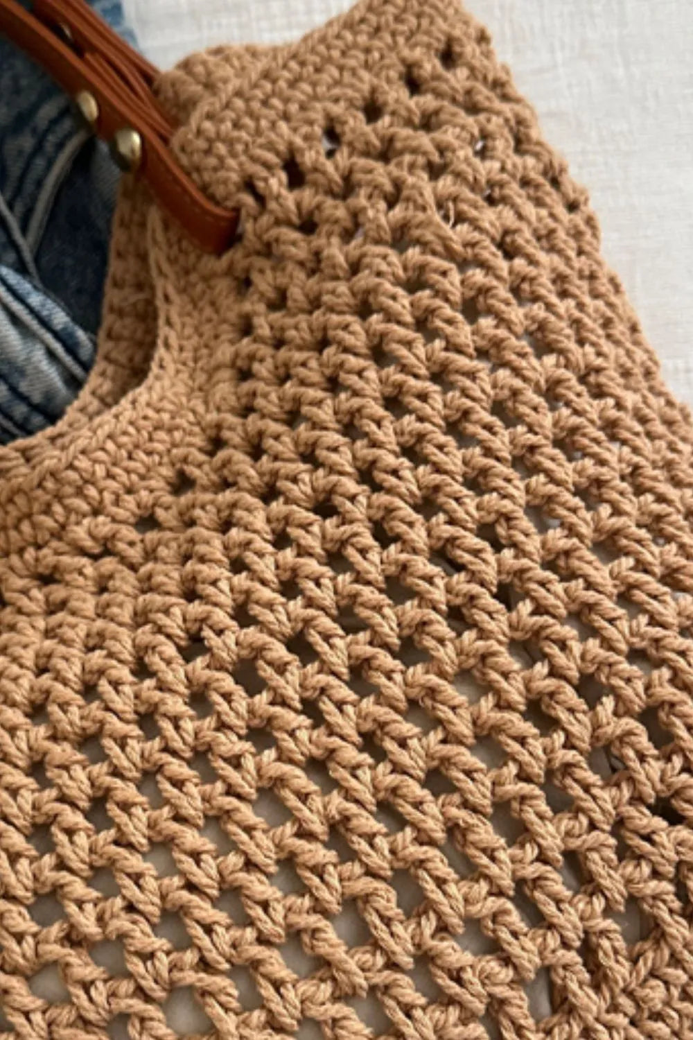 Openwork Woven Tote Bag - Roe Creation