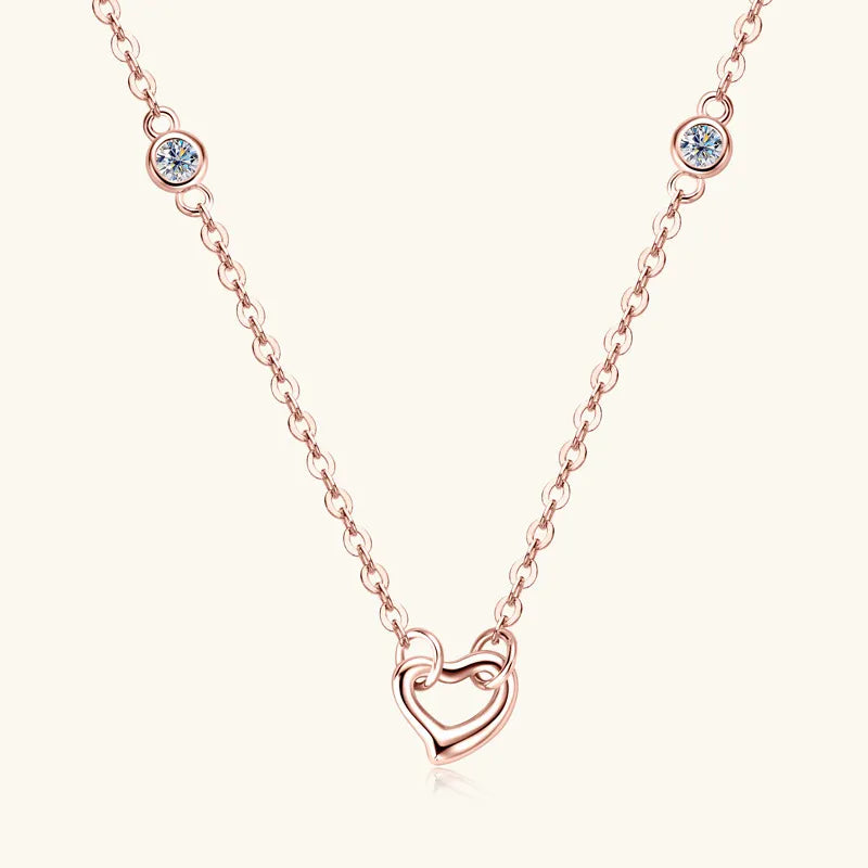 Moissanite 925 Sterling Silver Heart Necklace - Roe Creation