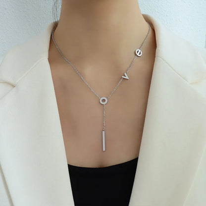 Titanium Steel Letter Necklace - Roe Creation