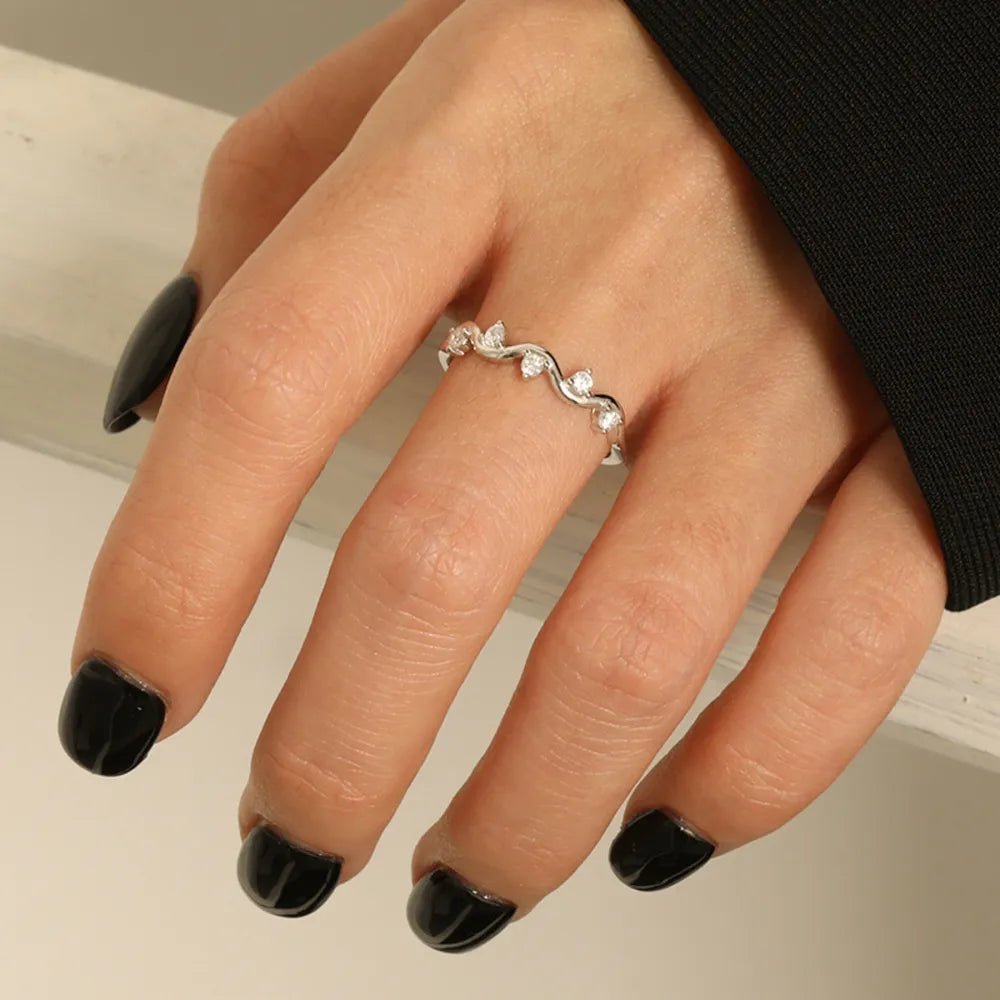 925 Sterling Silver Inlaid Zircon Ring - Roe Creation