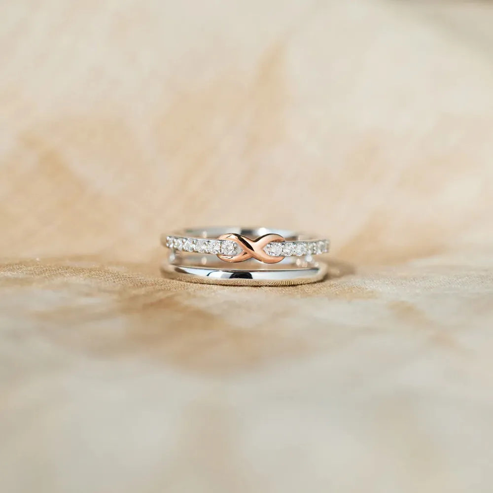 Double-Layered Zircon 925 Sterling Silver Ring - Roe Creation