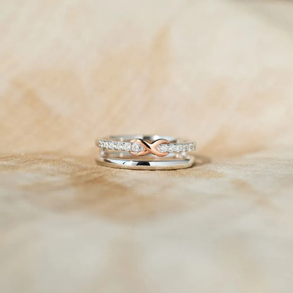 Double-Layered Zircon 925 Sterling Silver Ring - Roe Creation