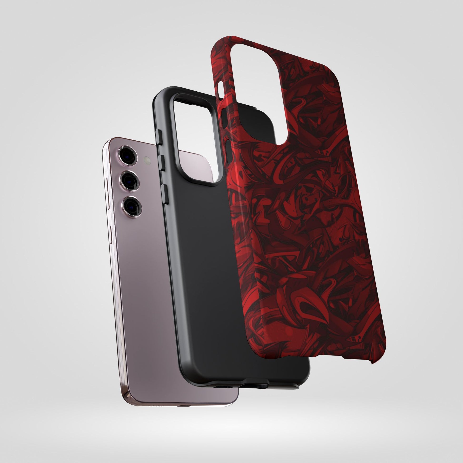 Abstract Pattern Red Black Tough Phone Cases: Bold Red Artistic Phone Case for Trendsetters - Roe Creation