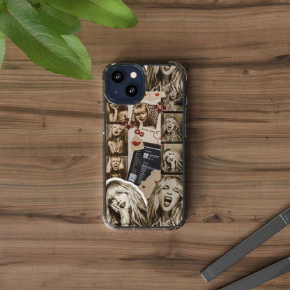 Sabrina Carpenter Vintage Photo Collage Clear Phone Case - Love You Design
