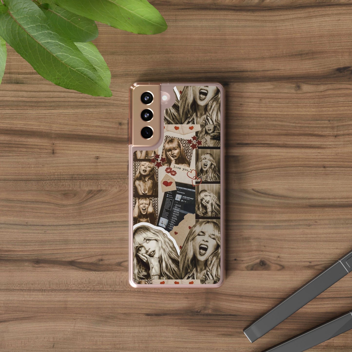 Sabrina Carpenter Vintage Photo Collage Clear Phone Case - Love You Design