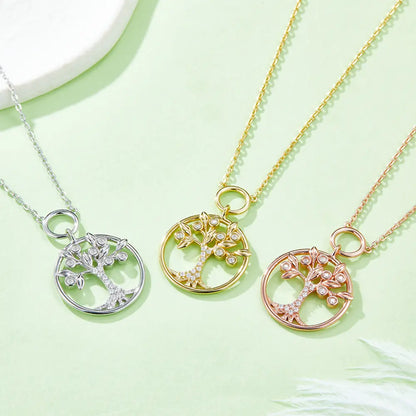 Moissanite 925 Sterling Silver Tree Of Life Pendant Necklace - Roe Creation