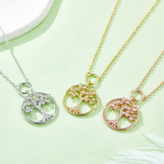 Moissanite 925 Sterling Silver Tree Of Life Pendant Necklace - Roe Creation