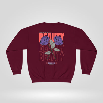Beauty Rose Sweatshirt Unisex Crewneck Trendy Gift for Her Cozy Casual Wear Valentines Day Floral Design Everyday Comfort - Roe Creation