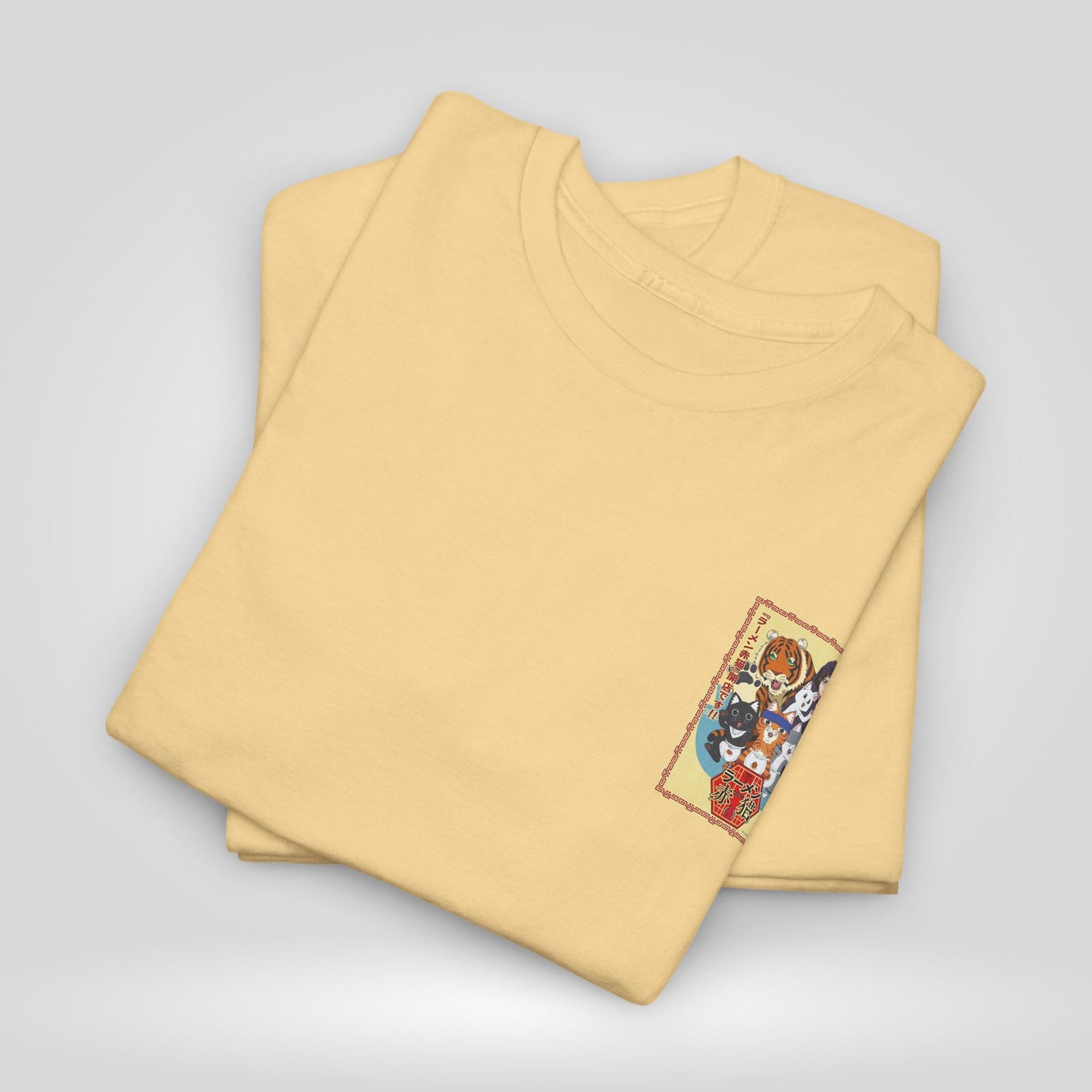 Cute Red Cat Ramen Unisex Heavy Cotton Tee - Ideal for Fans and Casual Wear