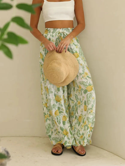 Printed Wide Leg Pants - Roe Creation