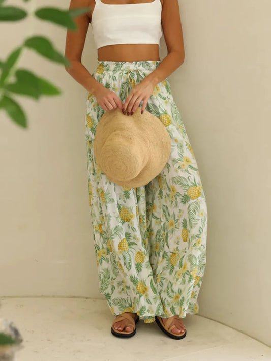 Printed Wide Leg Pants - Roe Creation