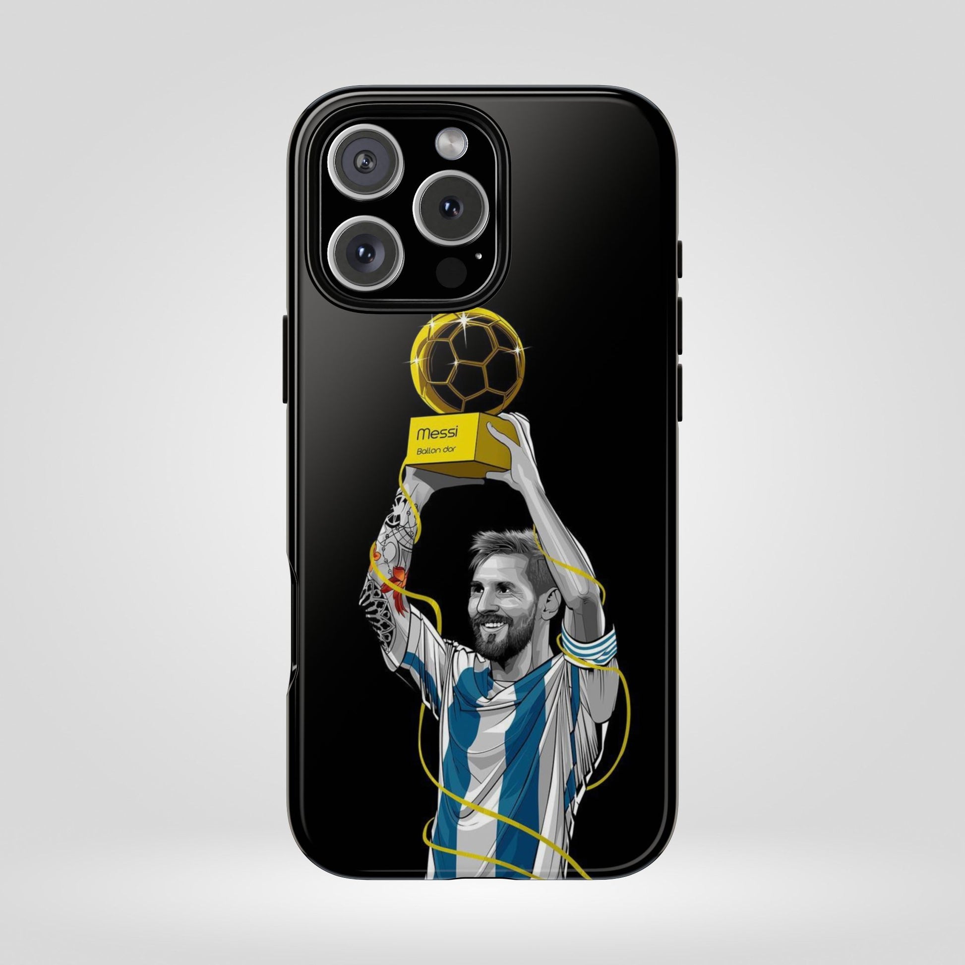 Messi Ballon Dor Black Phone Case - Tough Cases for Soccer Fans - Roe Creation