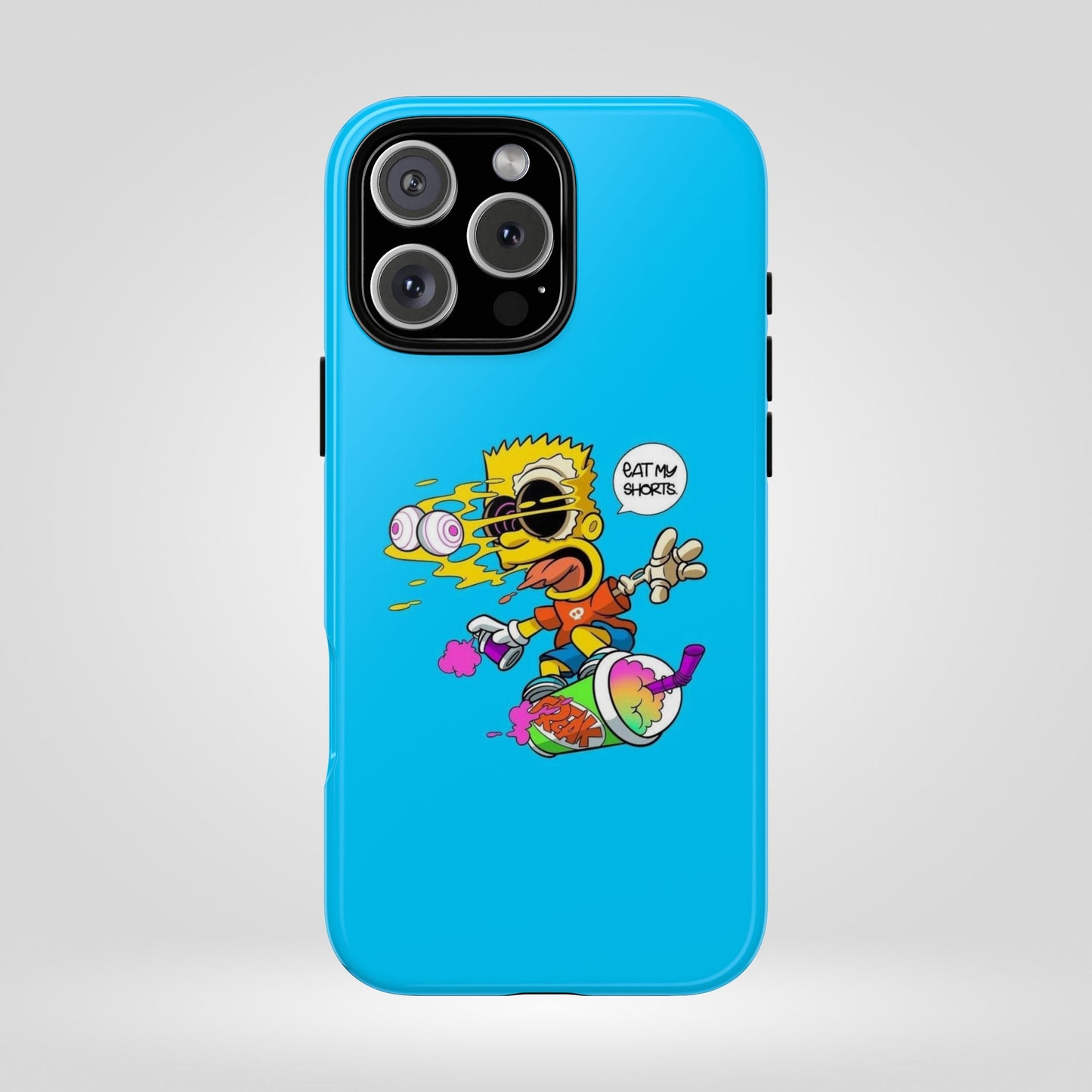 Spongebob Blue Cartoon iPhone Case - 'Eat My Shorts' Design