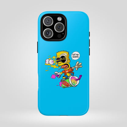 Spongebob Blue Cartoon iPhone Case - 'Eat My Shorts' Design