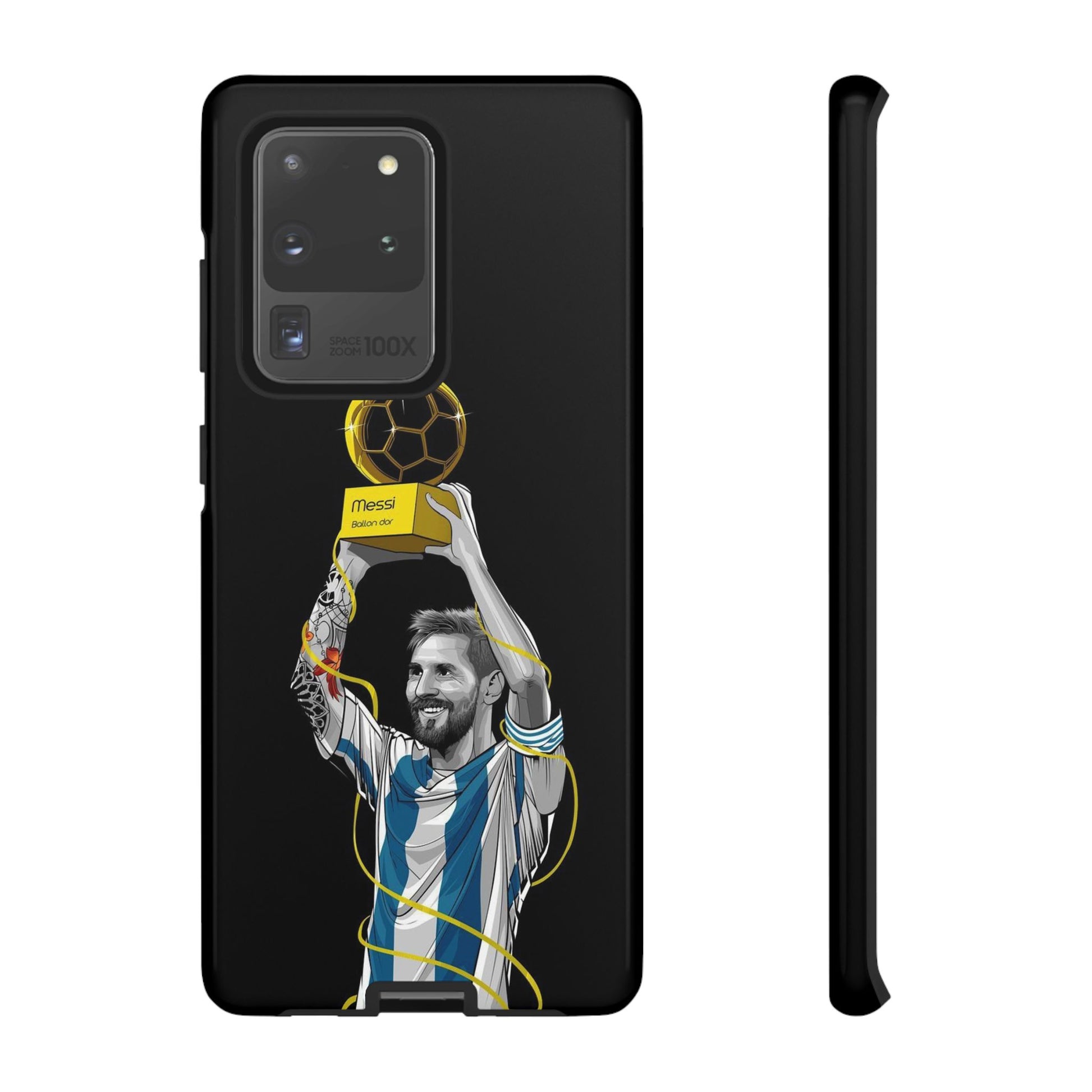 Messi Ballon Dor Black Phone Case - Tough Cases for Soccer Fans - Roe Creation