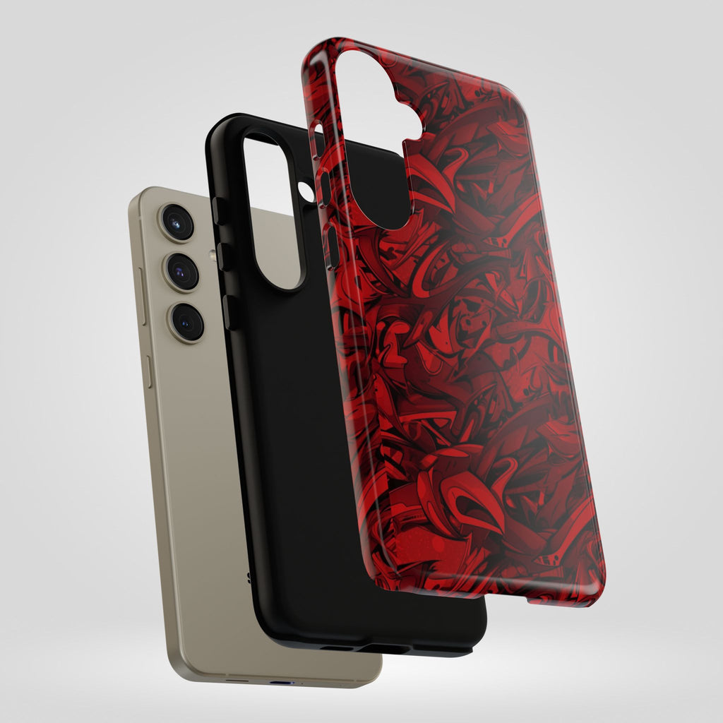 Abstract Pattern Red Black Tough Phone Cases: Bold Red Artistic Phone Case for Trendsetters - Roe Creation